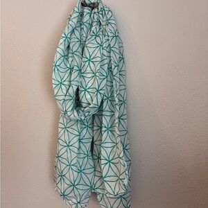 Blue and White Geometric Scarf Wrap